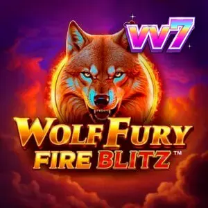 Interface do jogo Wolf Fury Fire Blitz mostrando a grade 5x3 e o tema de lobo